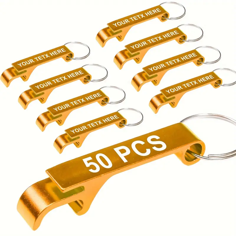 50pcs Custom Engraved Bottle Opener Keychains