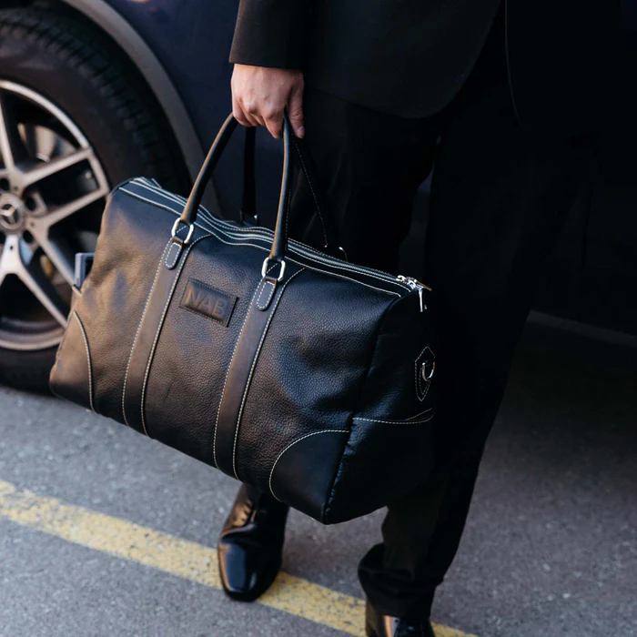 The Shield Duffle - Black Full-Grain Leather Duffle Bag