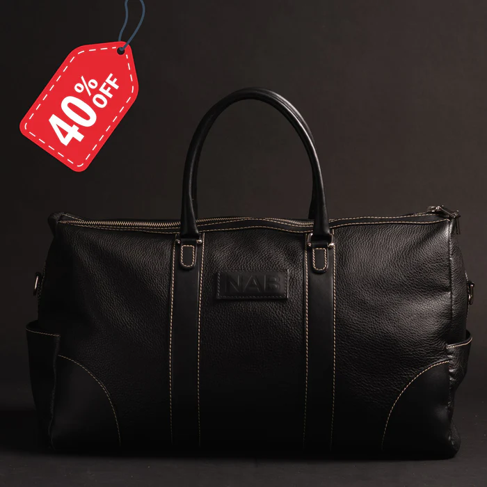 The Shield Duffle - Black Full-Grain Leather Duffle Bag