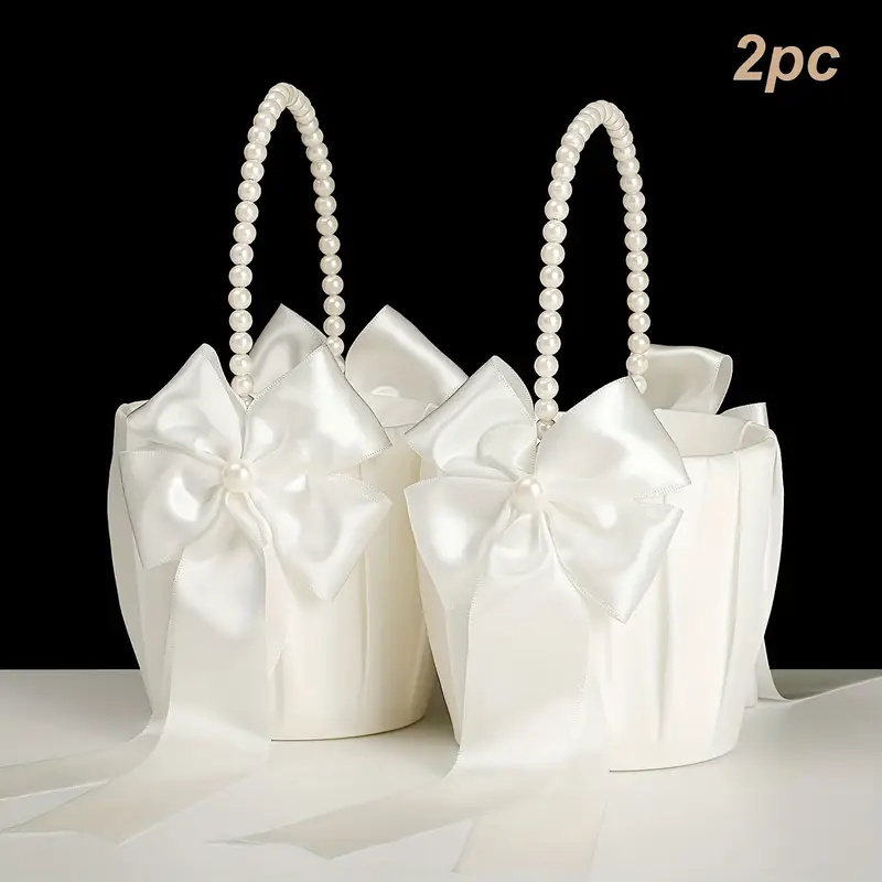 2 Piece Lovely Pearl Flower Basket 