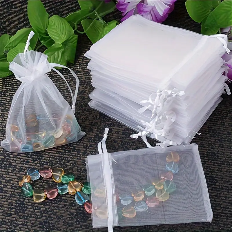 White Tulle Wedding Favor Bag - 25pcs