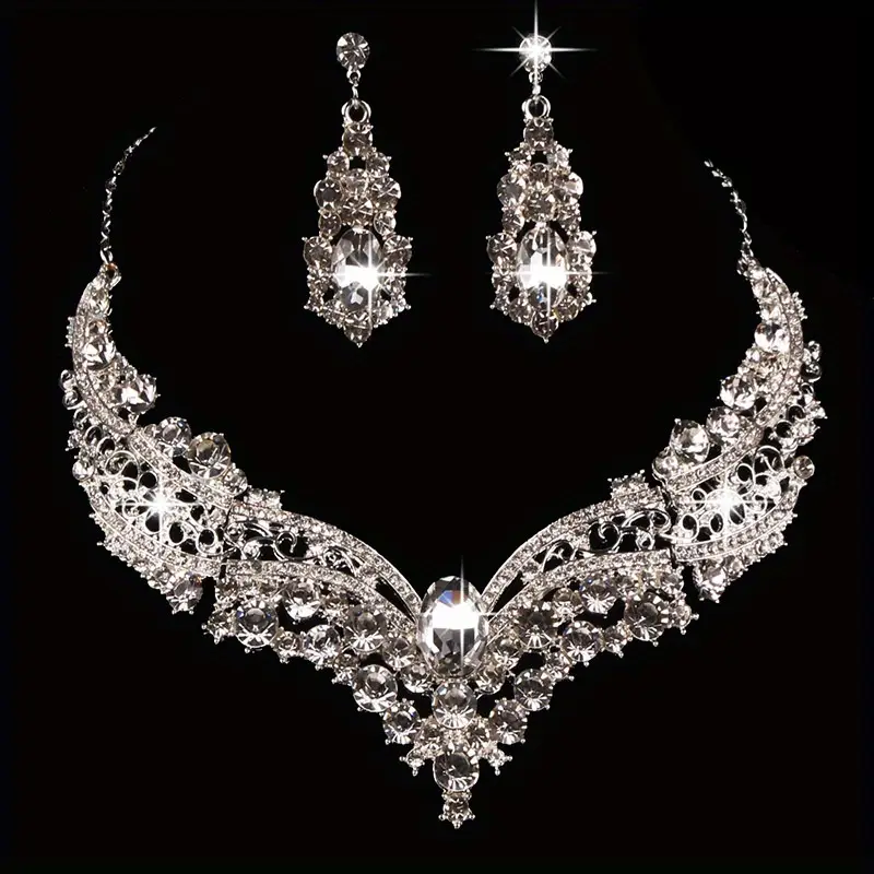 Wedding Bridal Jewelry Necklace and Earrings Sets
