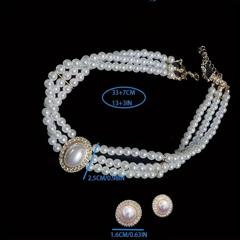 Luxurious Faux Pearl Necklace And Earring Set
