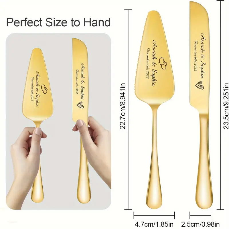 Custom Engraved Wedding Cake Knife Set