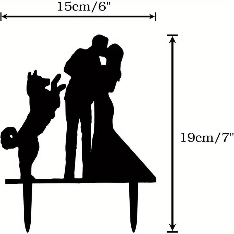 Bride & Groom with Dog Wedding Cake Topper