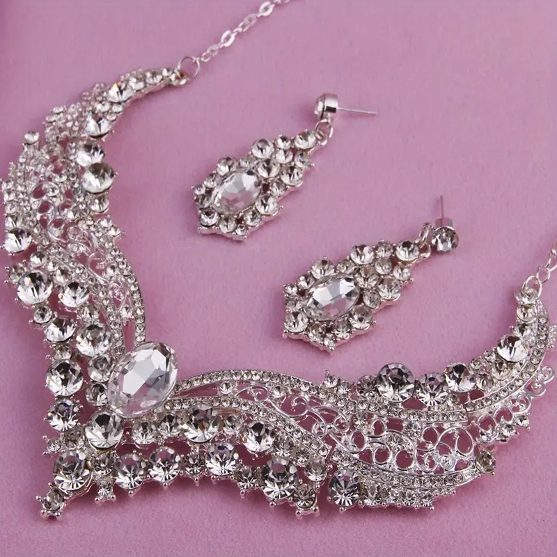 Wedding Bridal Jewelry Necklace and Earrings Sets