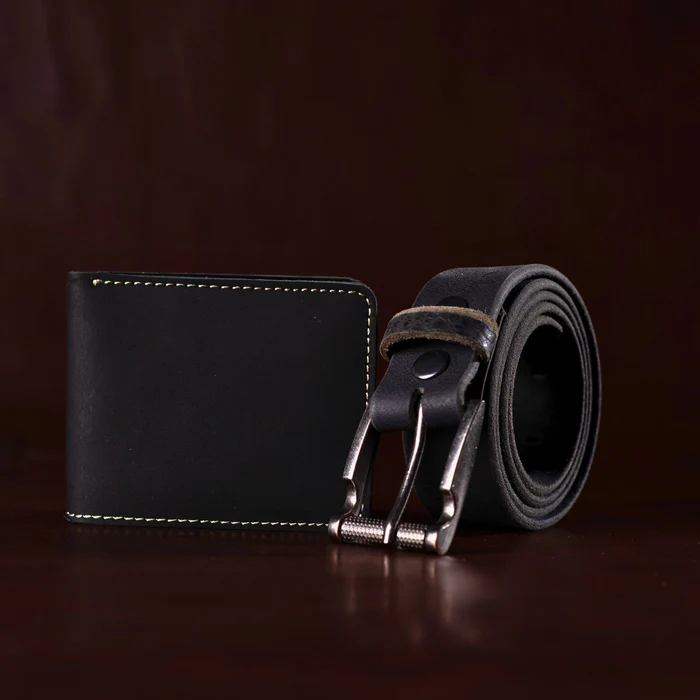 Pinnacle Men’s Leather Belt & Wallet Gift Set