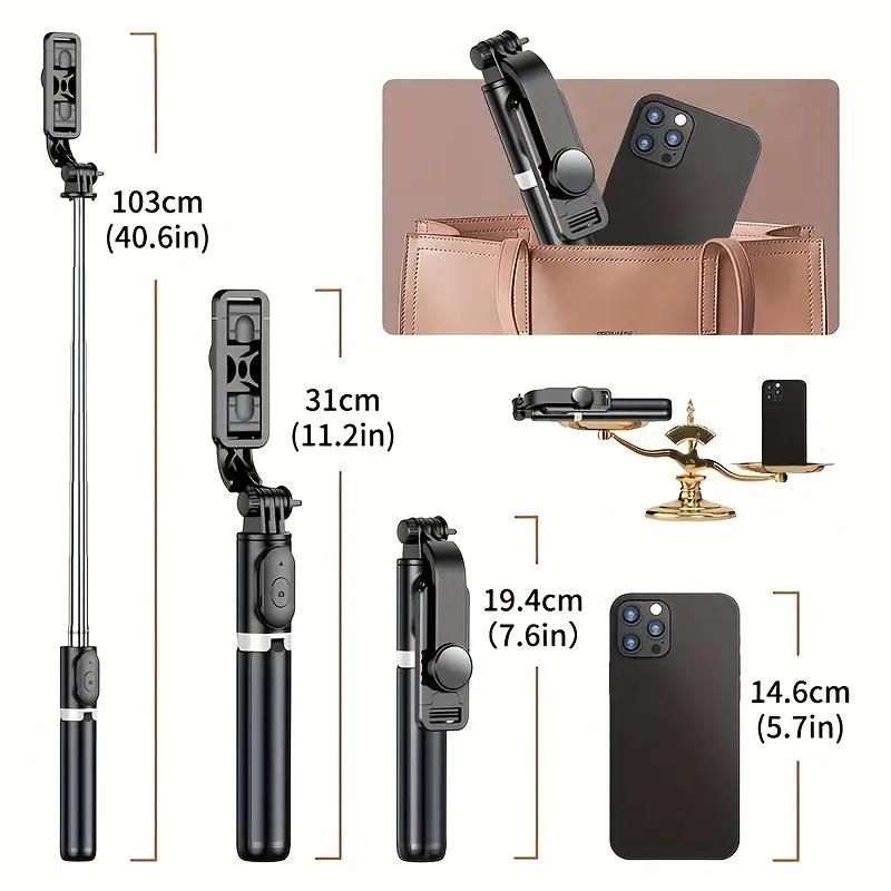 Retractable Selfie Stick & Floor Tripod With Wireless Remote