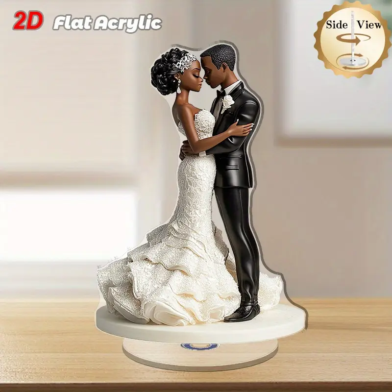 Bride & Groom Embrace Wedding Cake Topper