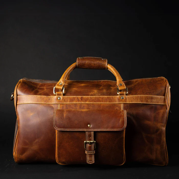 Voyager Duffle - Cognac Full-Grain Distressed Leather Duffle Bag