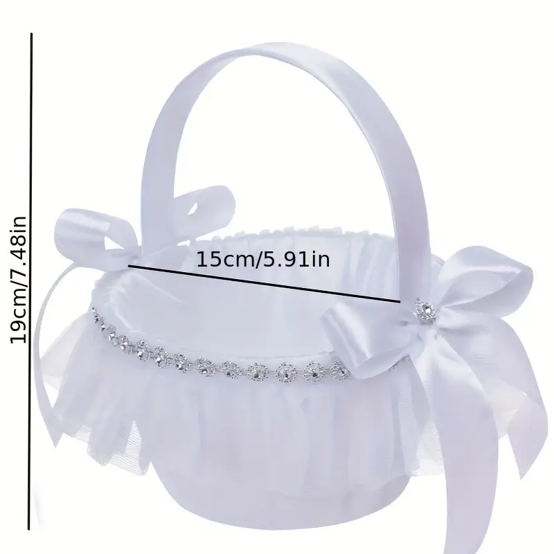 White Satin And Lace Flower Girl Basket