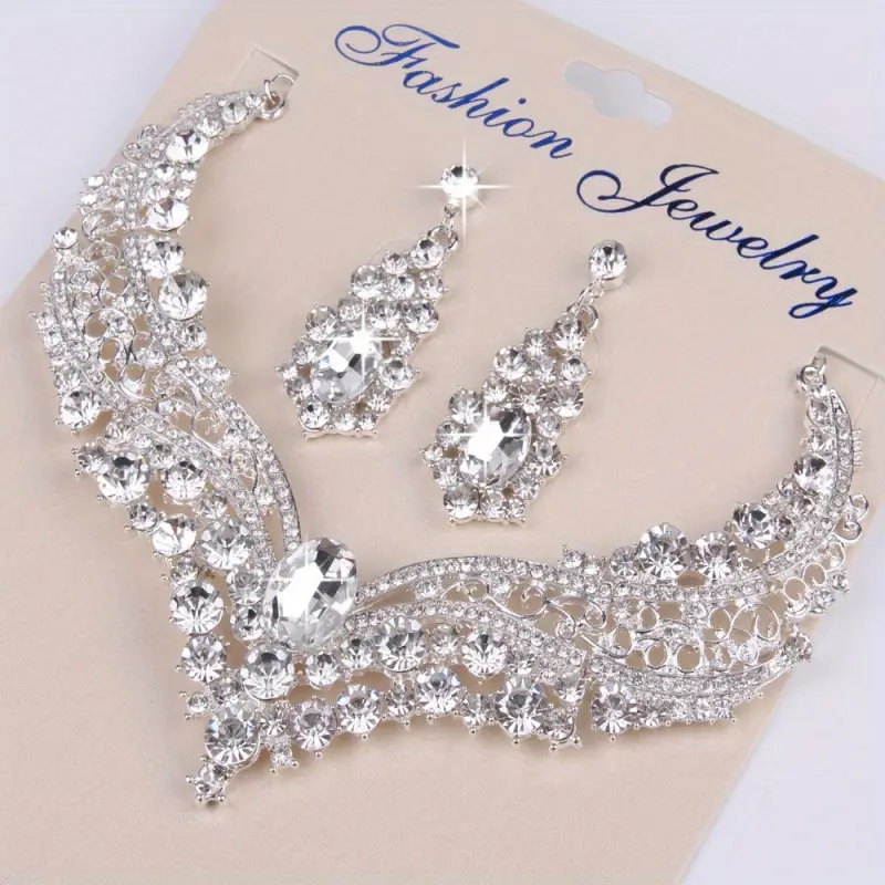 Wedding Bridal Jewelry Necklace and Earrings Sets