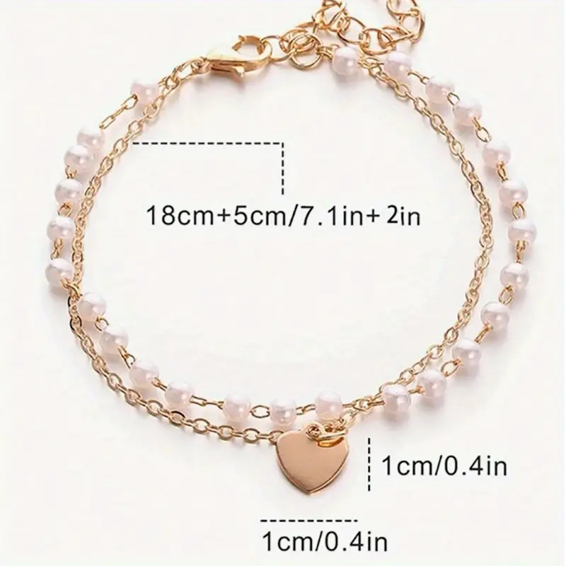 10 Piece Gold Heart Bracelet