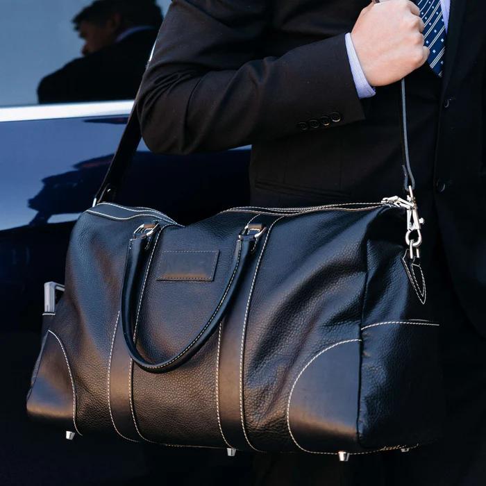 The Shield Duffle - Black Full-Grain Leather Duffle Bag