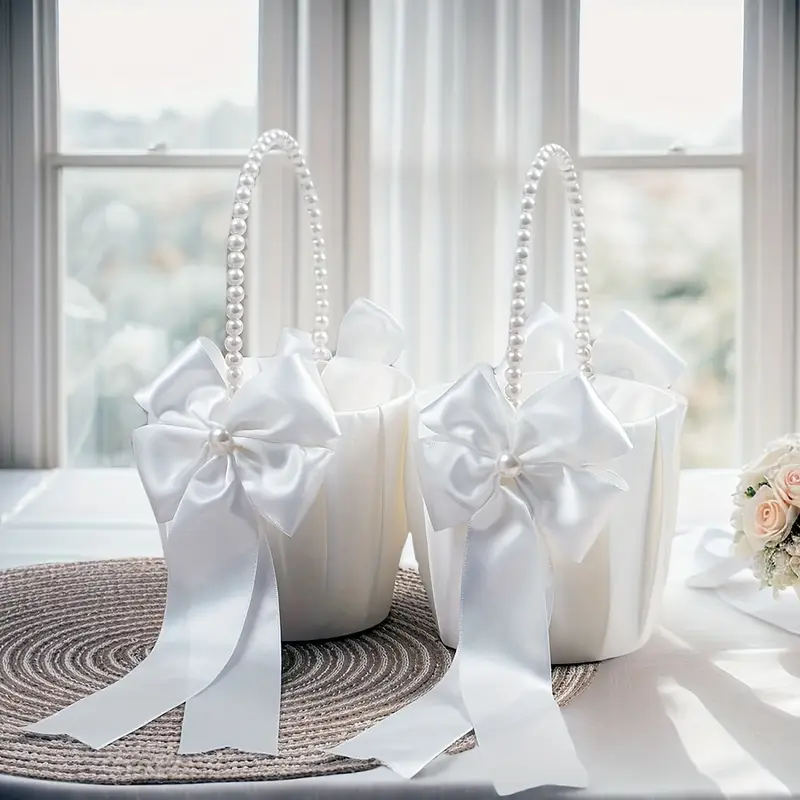 2 Piece Lovely Pearl Flower Basket 