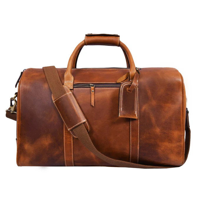 Wayfarer Bag - Cognac Classic Full-Grain Leather Duffle Bag
