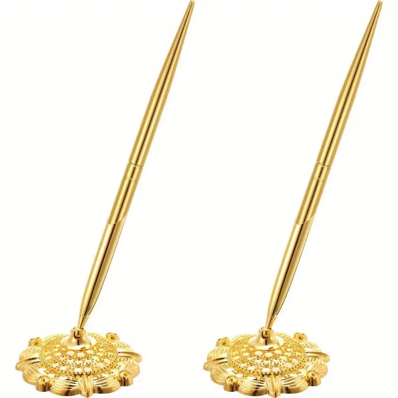2 Pieces Golden Pen Holder Set