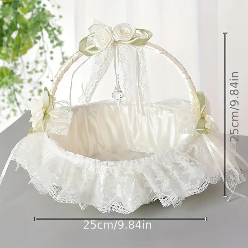 Elegant Lace Fabric Flower Basket