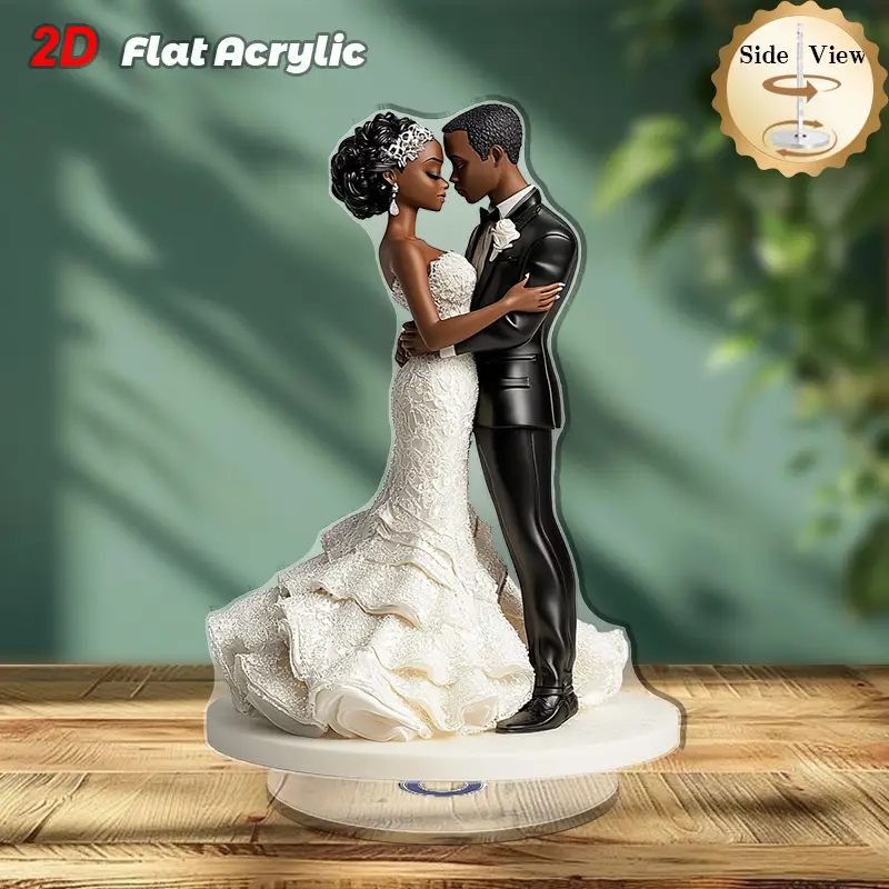 Bride & Groom Embrace Wedding Cake Topper
