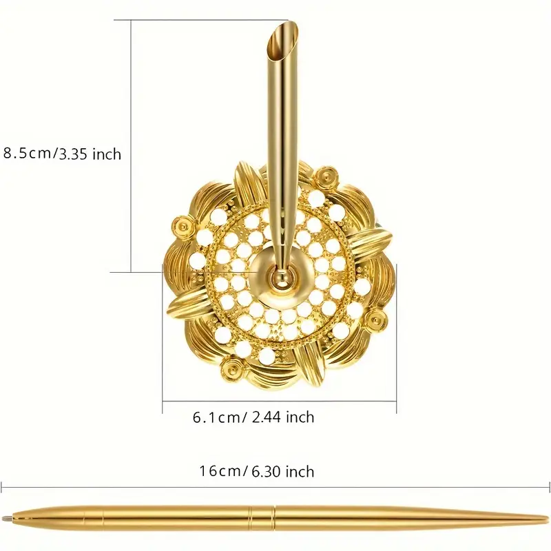 2 Pieces Golden Pen Holder Set