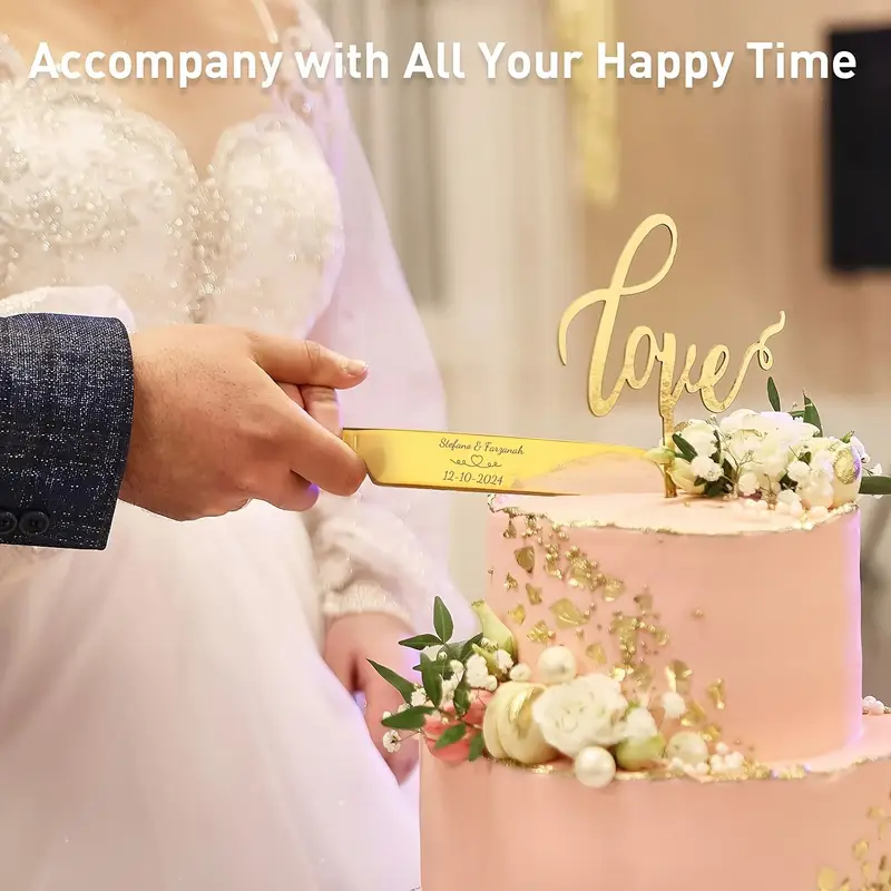 Custom Engraved Wedding Cake Knife Set