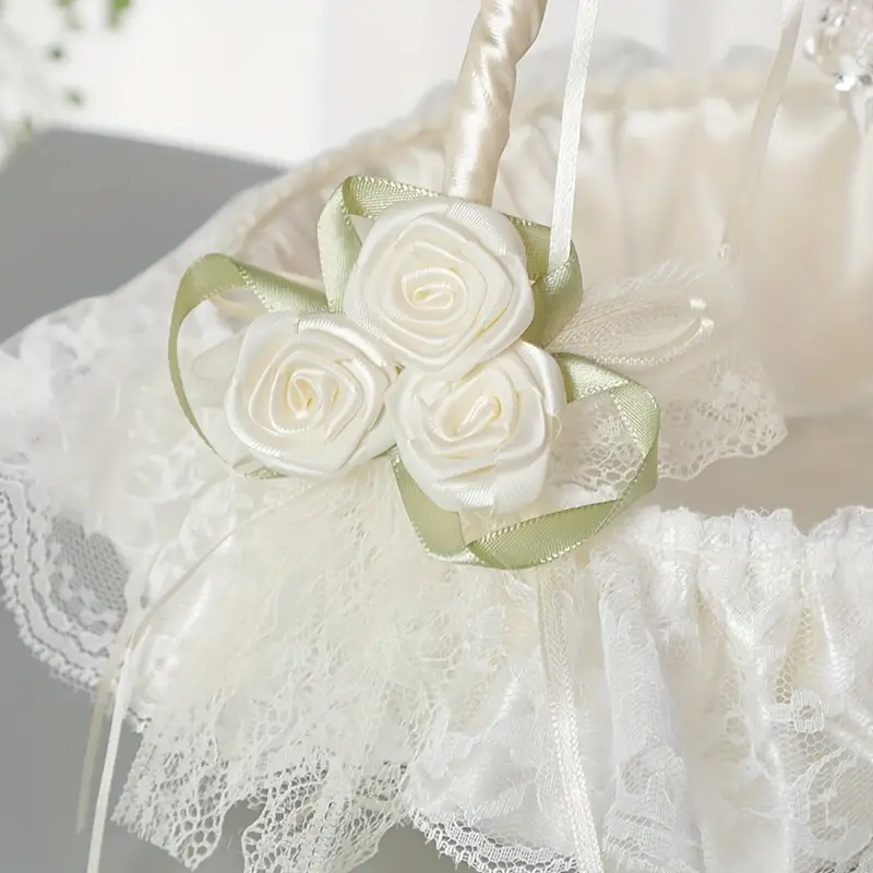 Elegant Lace Fabric Flower Basket