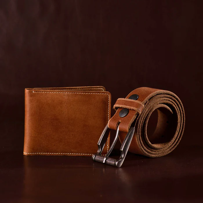 Pinnacle Men’s Leather Belt & Wallet Gift Set