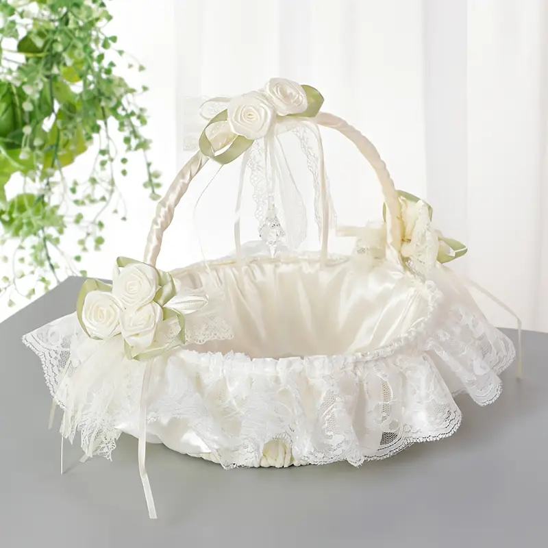Elegant Lace Fabric Flower Basket