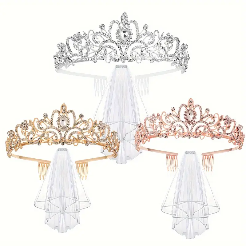 Rhinestone Crown and Head Veil
