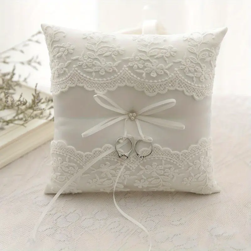 Elegant Lace Wedding Ring Bearer Pillow