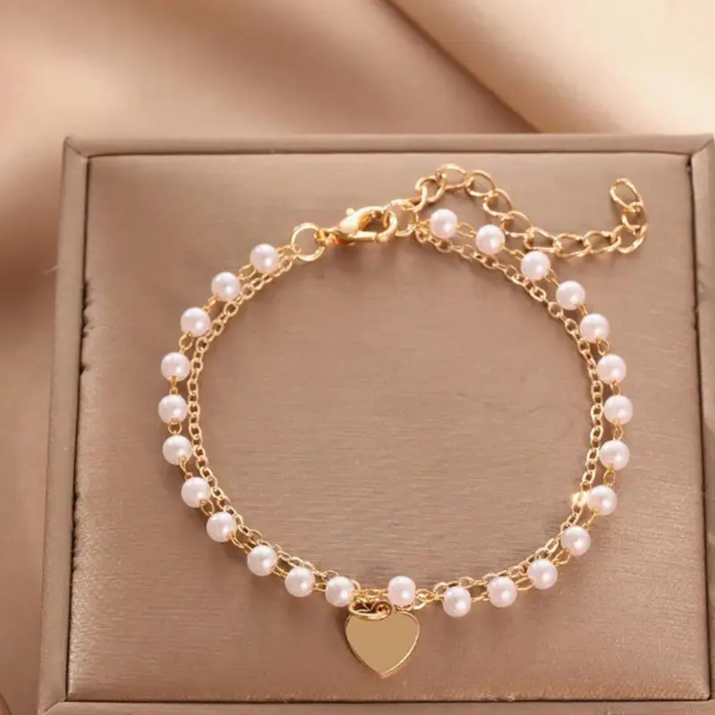 10 Piece Gold Heart Bracelet