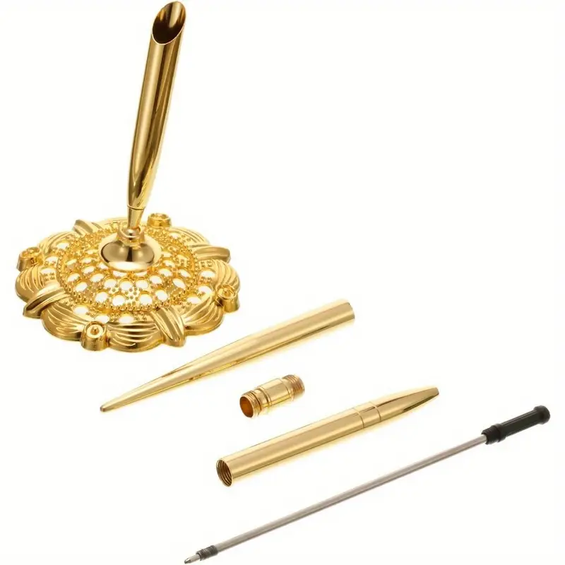 2 Pieces Golden Pen Holder Set