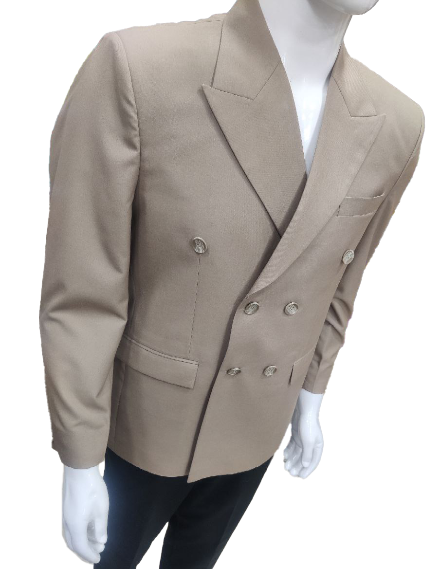 Beige Double-Breasted Blazer