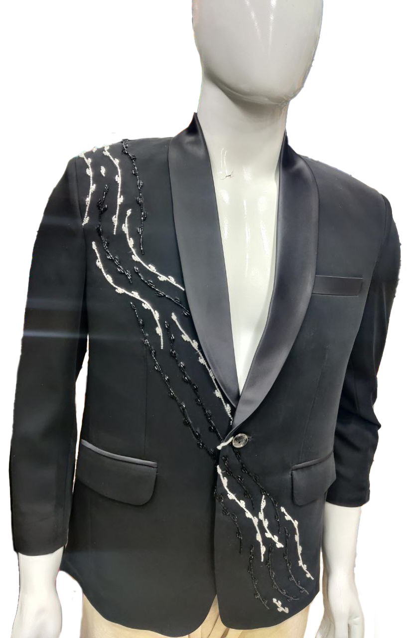 Elegant Black Blazer with Artistic Detailing