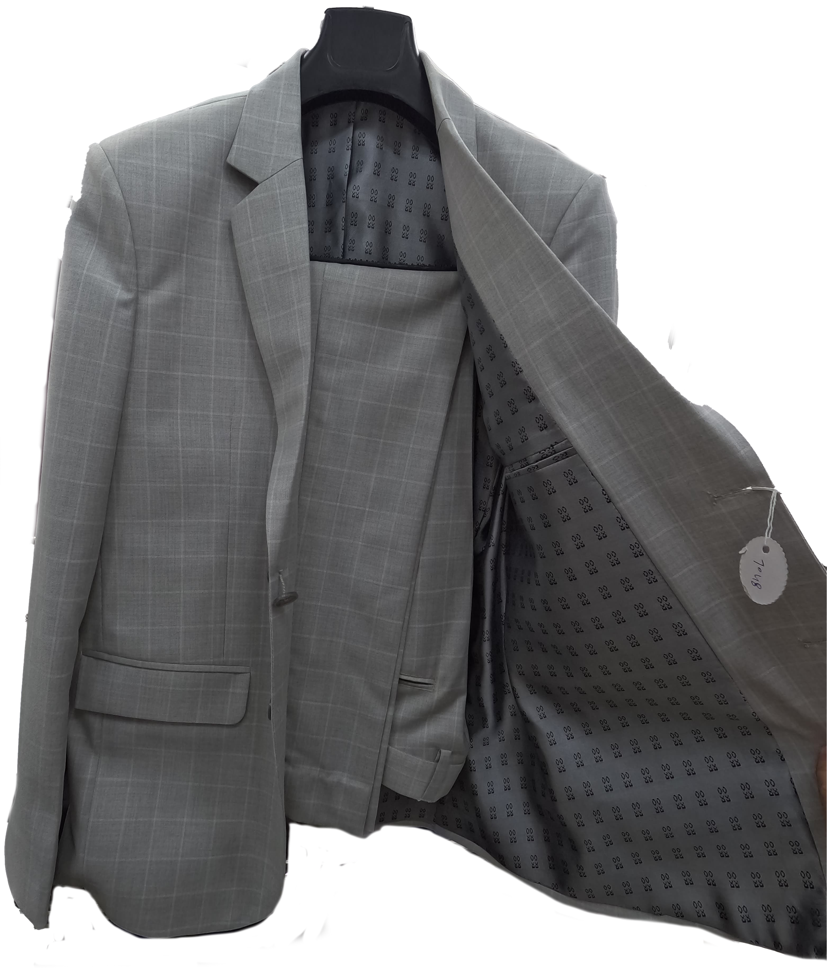 Men's Light Grey Checkered Suit Jacket