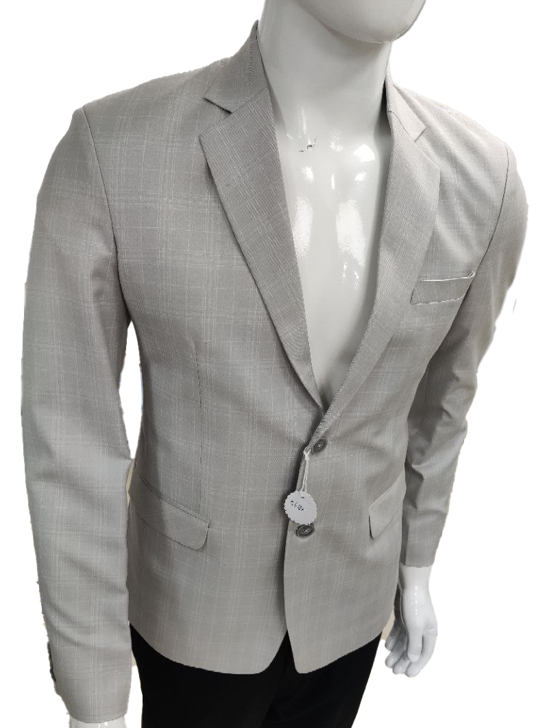 Men's Light Gray Checked Blazer