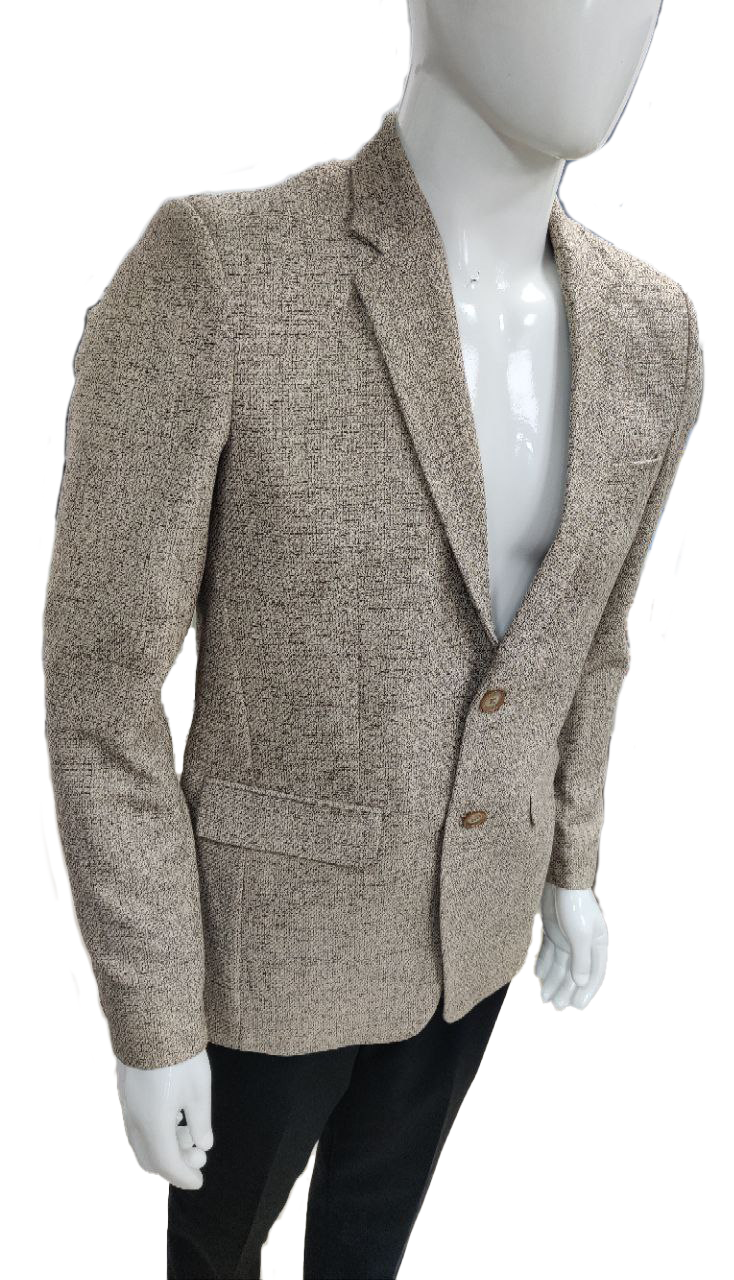 Men's Beige Textured Blazer