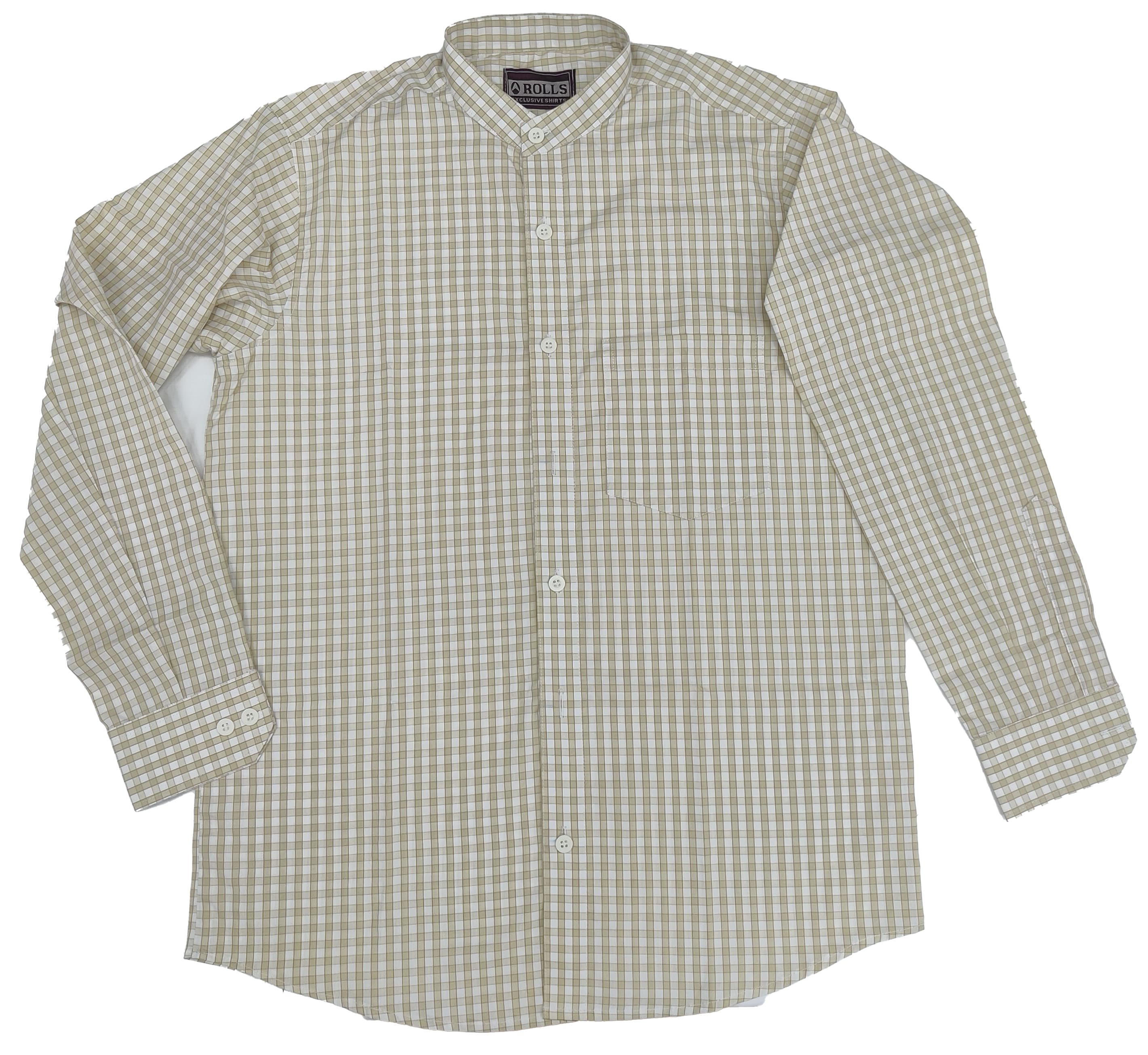 Beige Checked Long Sleeve Shirt