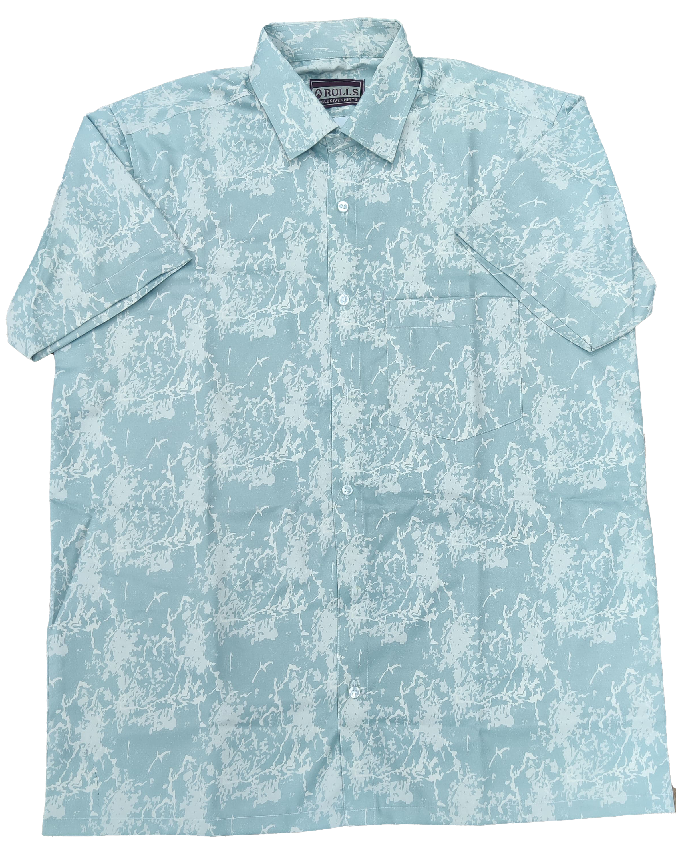 Light Blue Patterned Short Sleeve Shirt