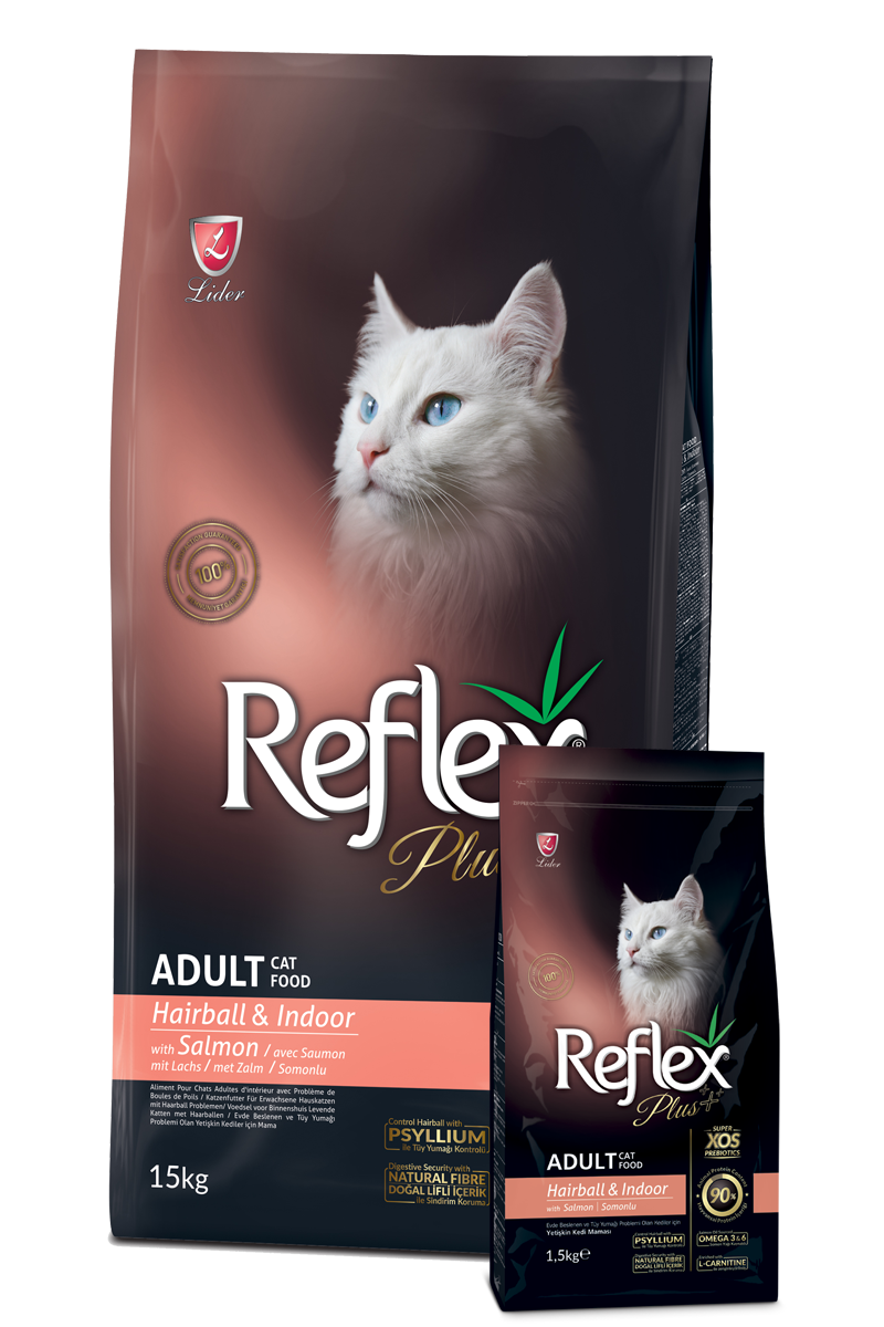 Reflex Plus Adult Cat Food Hairball & Indoor with Salmon