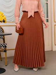 Saia Longa Plissada Caramelo