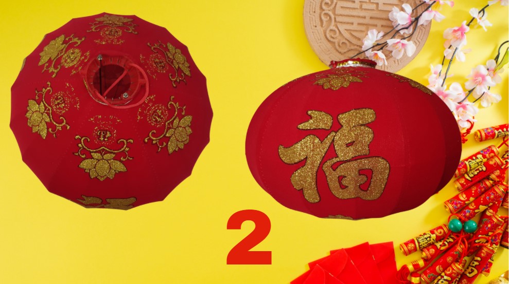 Pair of Red Cloth Lanterns (16 designs)