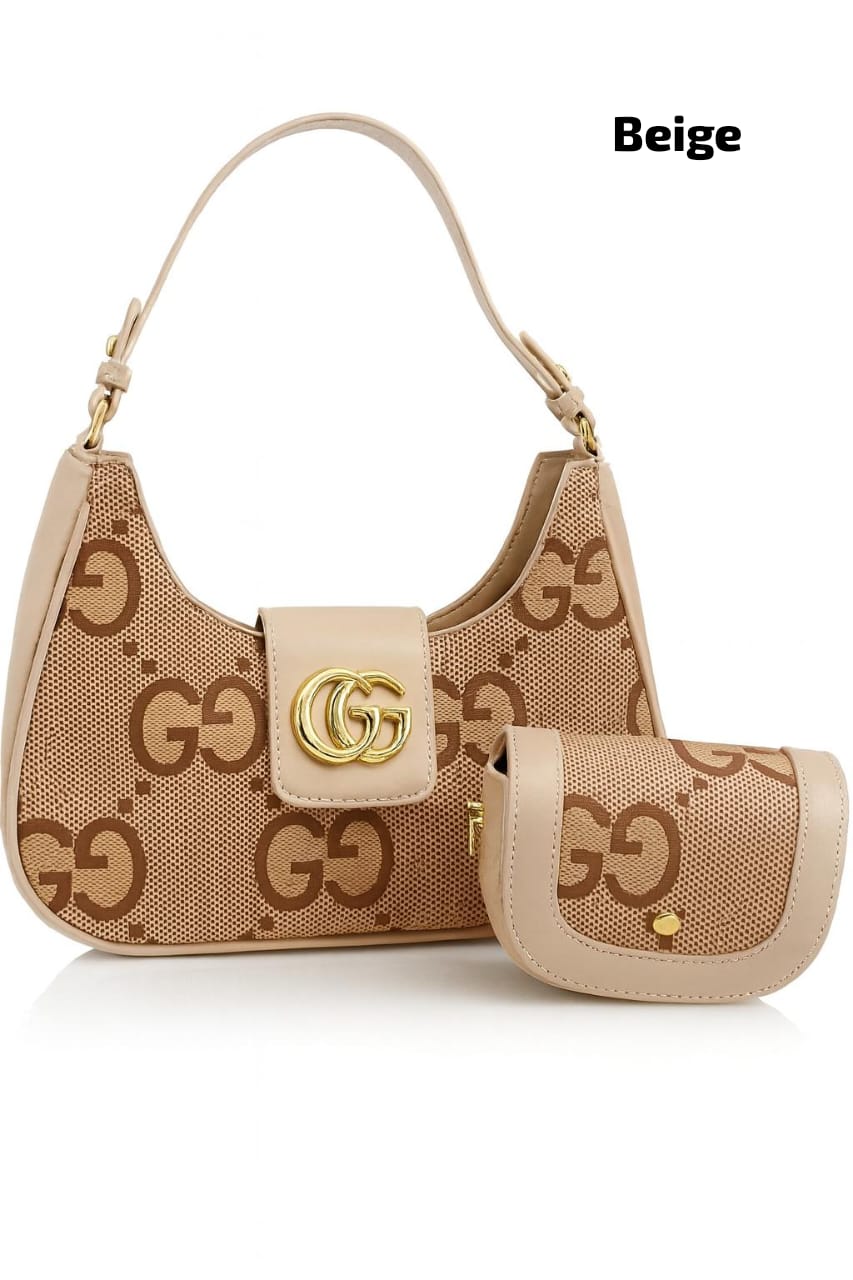 GG Pattern Red Handbag and Pouch Set