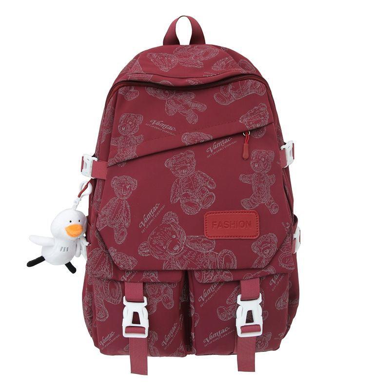 Fashion Backpack with Teddy Bear Print
