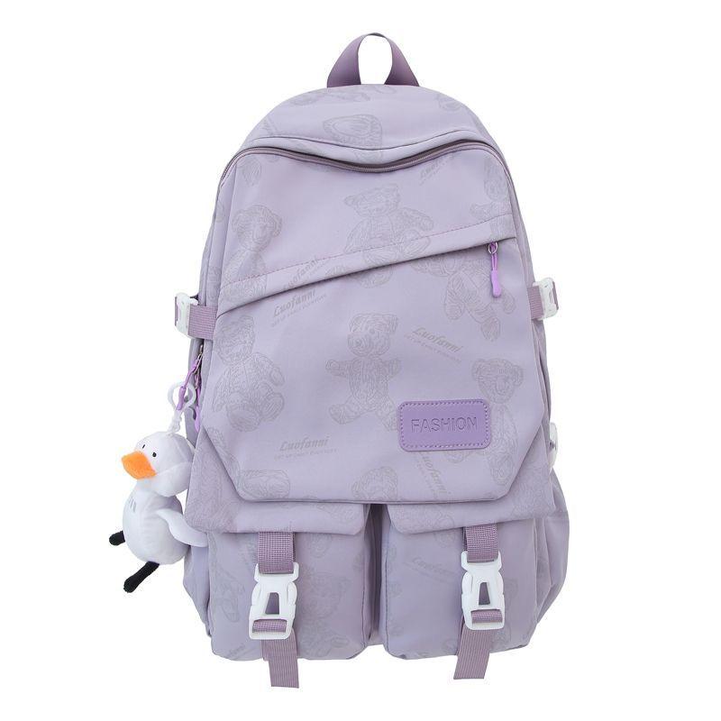 Fashion Backpack with Teddy Bear Print