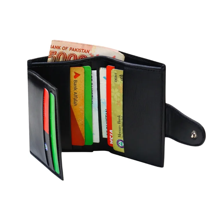 Premium Leather Wallet Trifold  megnetic snap
