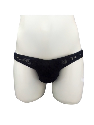 Tanga de encaje negro