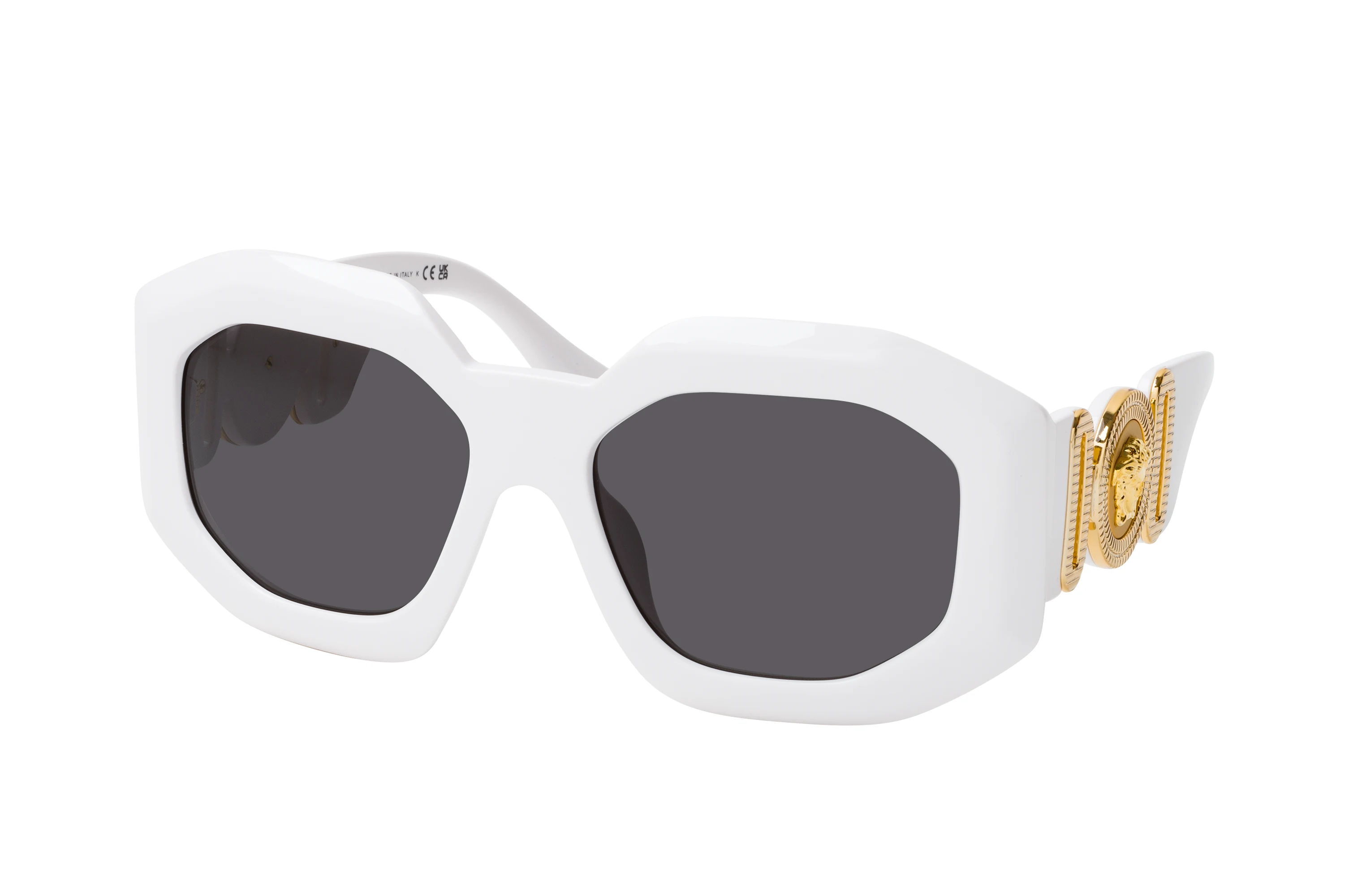 Gafas de sol blancas con detalles dorados