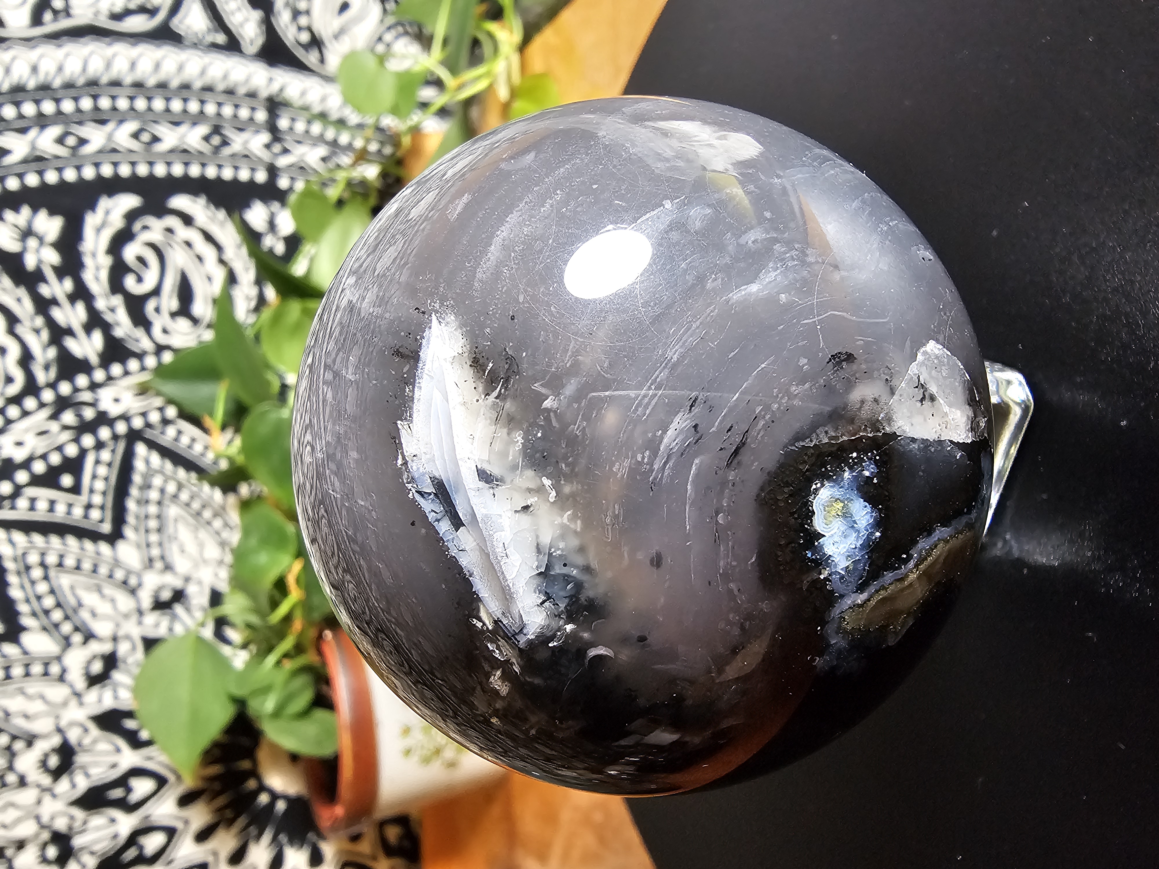 Great UV Volcano agate sphere!