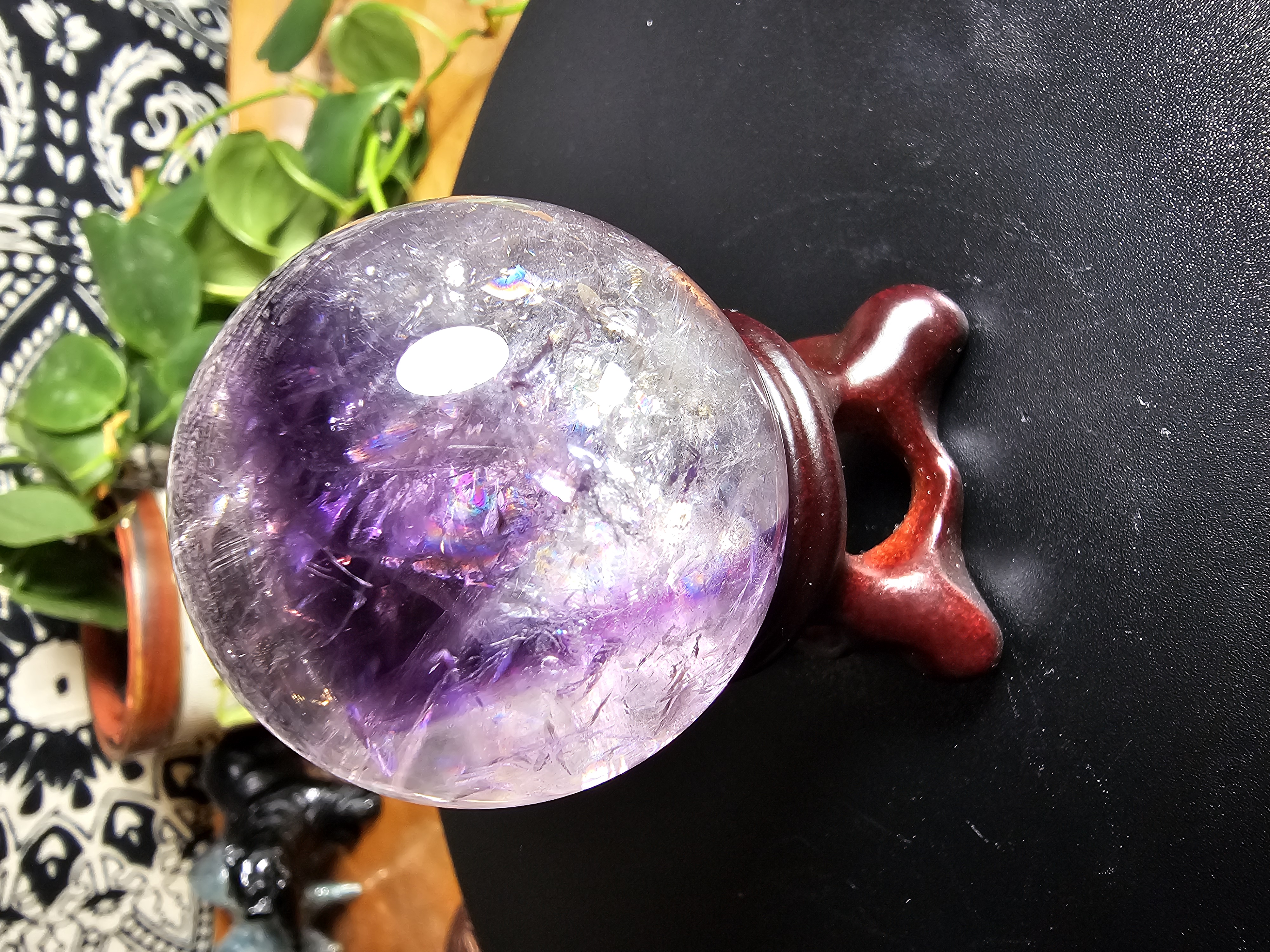 Amazing, Super Clear Amethyst Sphere With Chevron Band and Tons Of Flash!